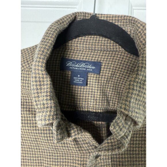 Brooks Brothers Brown And Black Houndstooth Cotton Flannel Men’s Size M - Picture 2 of 9